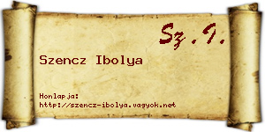 Szencz Ibolya névjegykártya
